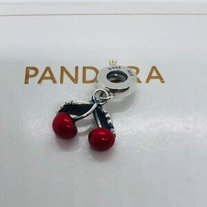 Pandora Cherry Dangle Charm in Red and Silver